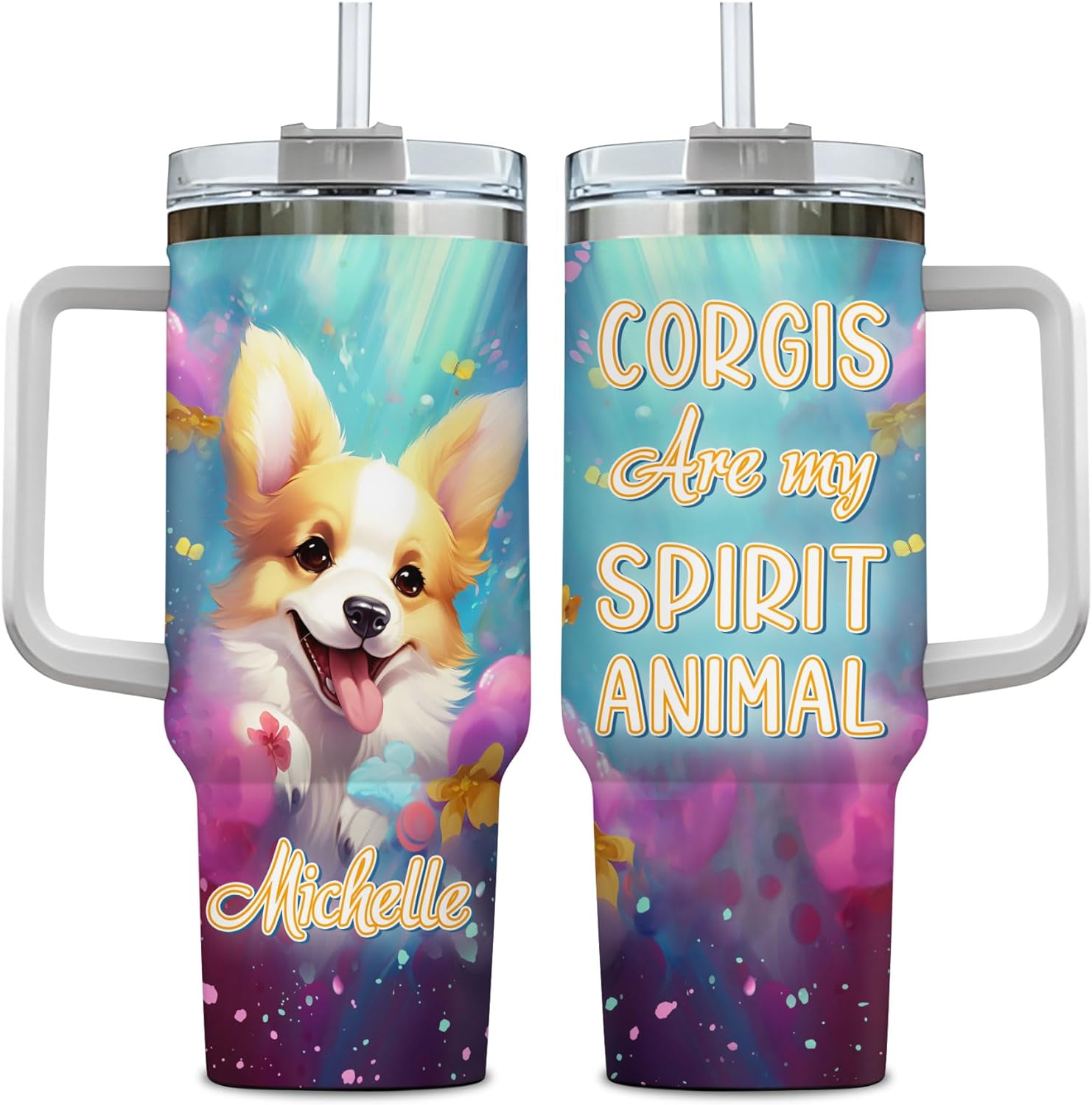 Corgi Are My Spirit Animal - Personalized Tumbler 40oz with Straw