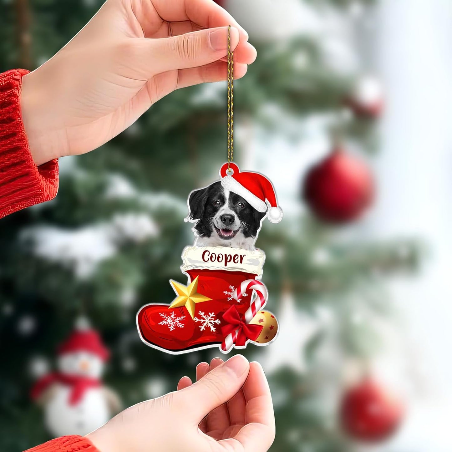 Dog Paw Print Cut Acrylic Ornament – Personalized Christmas Gift for Pet Lovers or Dog Moms – Custom Keepsake Tree Decoration