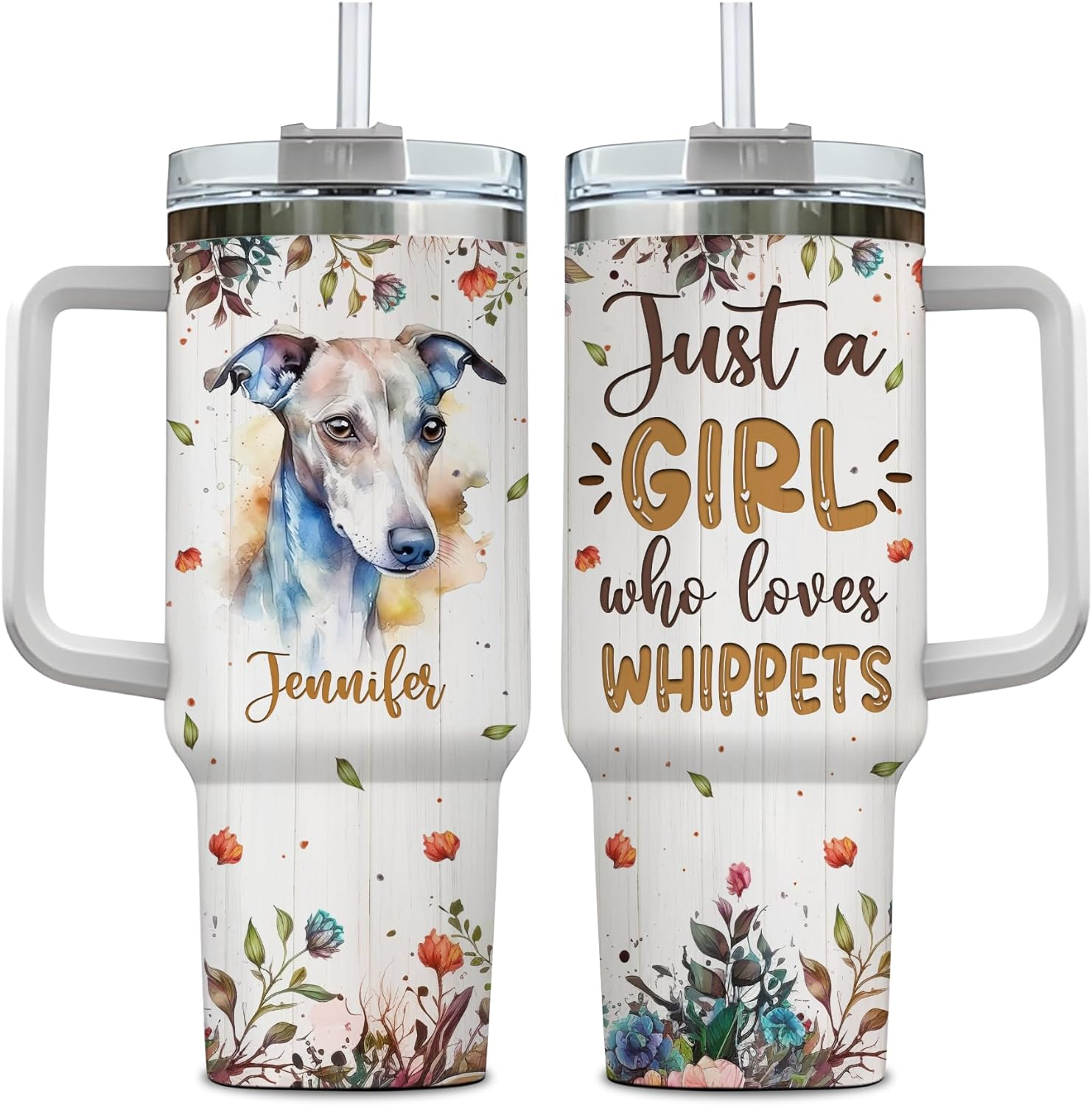 Just a Girl Who Loves Whippet - Personalized Tumbler 40oz with Straw