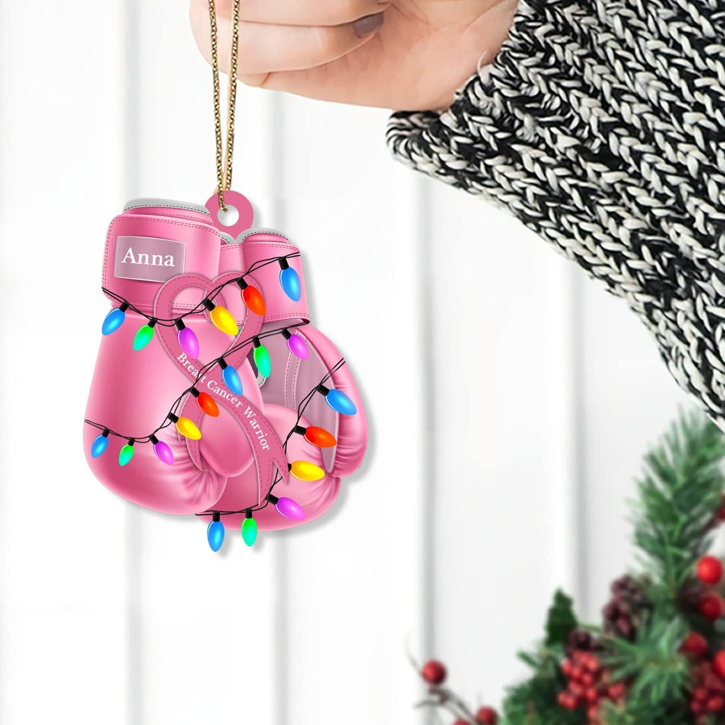 Pink Boxing Gloves - Personalized Acrylic Ornament