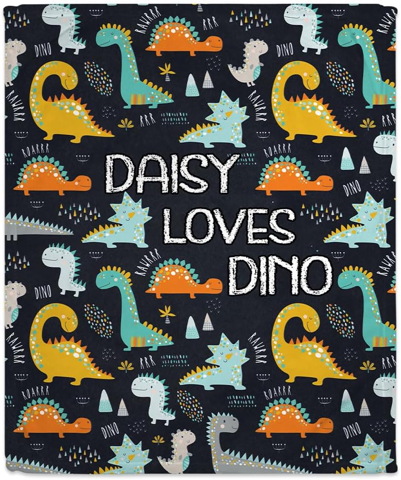 Daisy Love Dinosaur - Personalized Baby Blanket