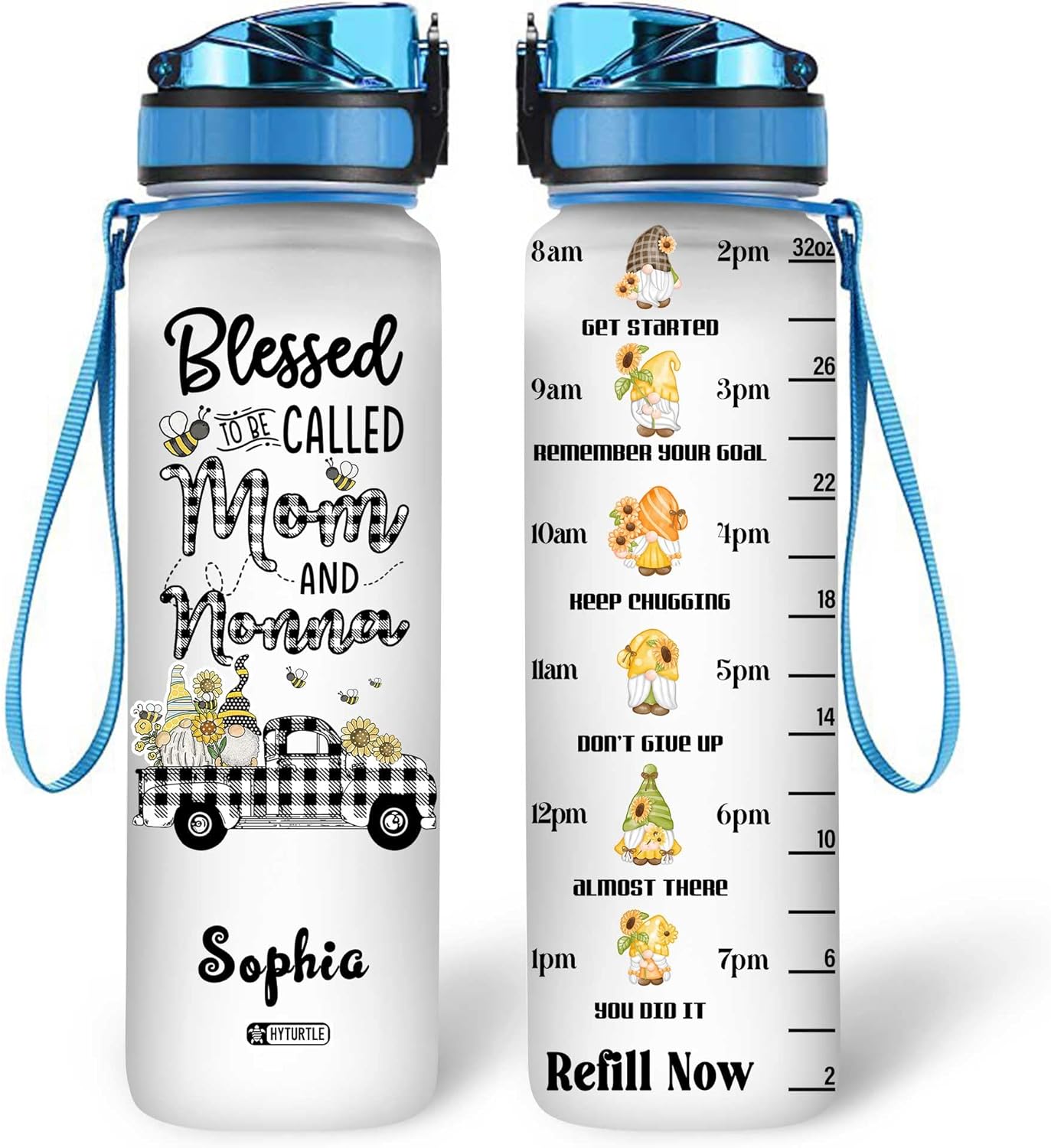 Happiness Is Being A Mama - Personalized Water Tracker Bottle 32oz