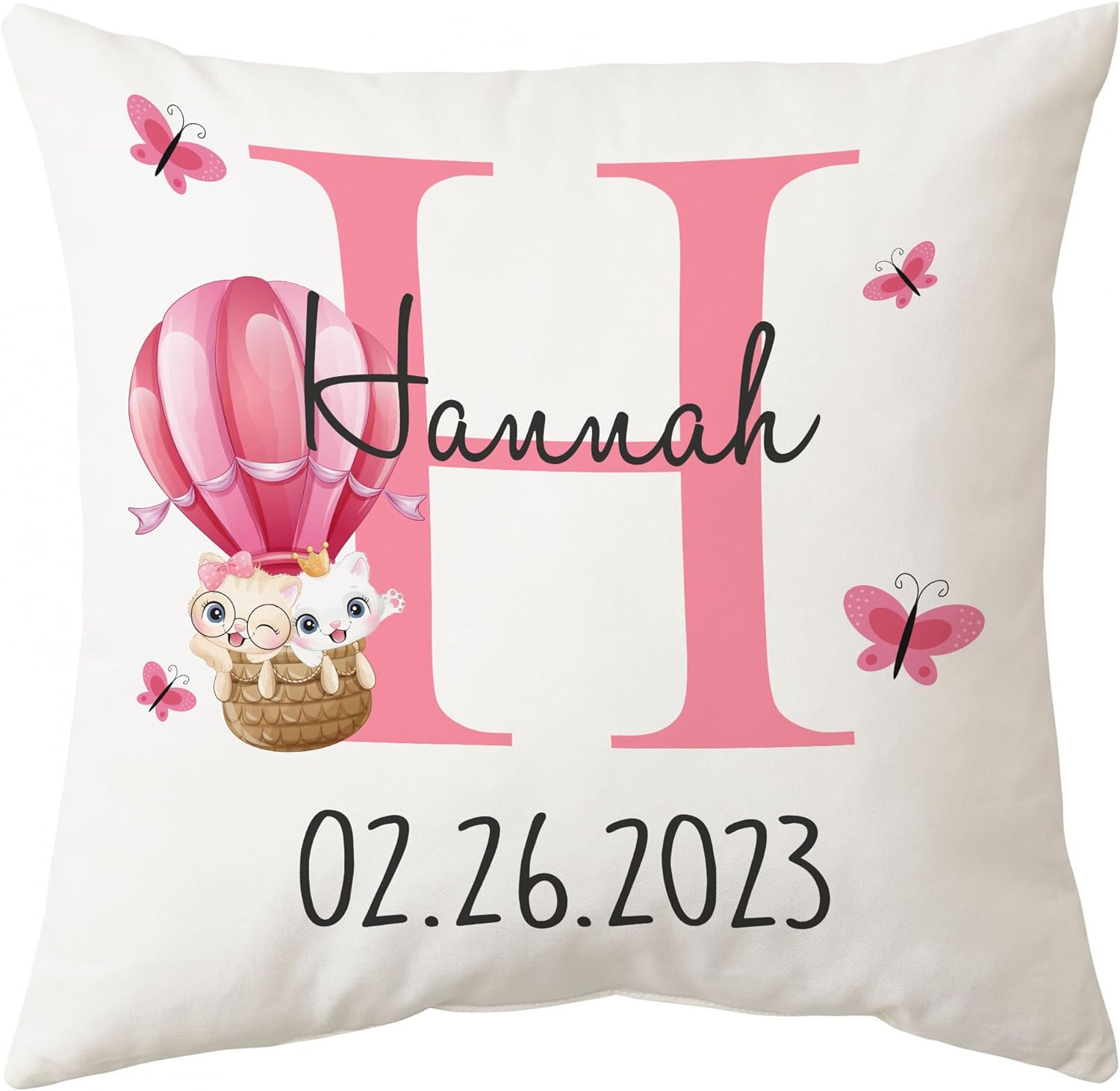 Cat Butterfly Pattern - Personalized Pillow (Insert Included)