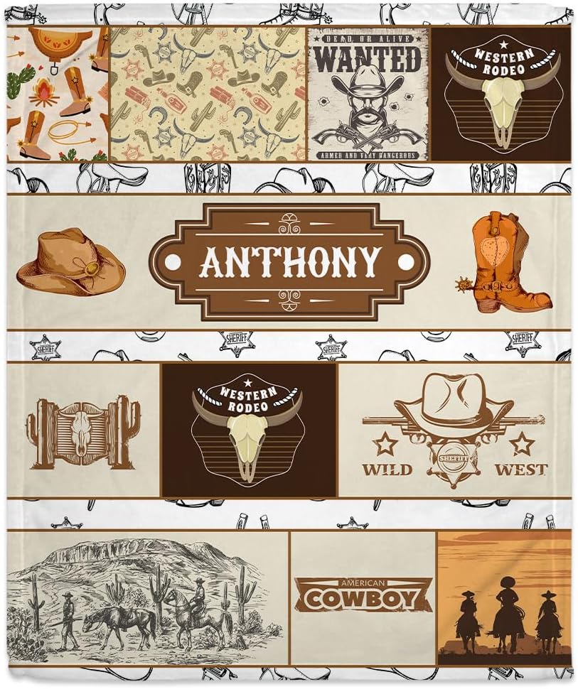 Wild West Cowboy Baby Blanket - Personalized Blanket