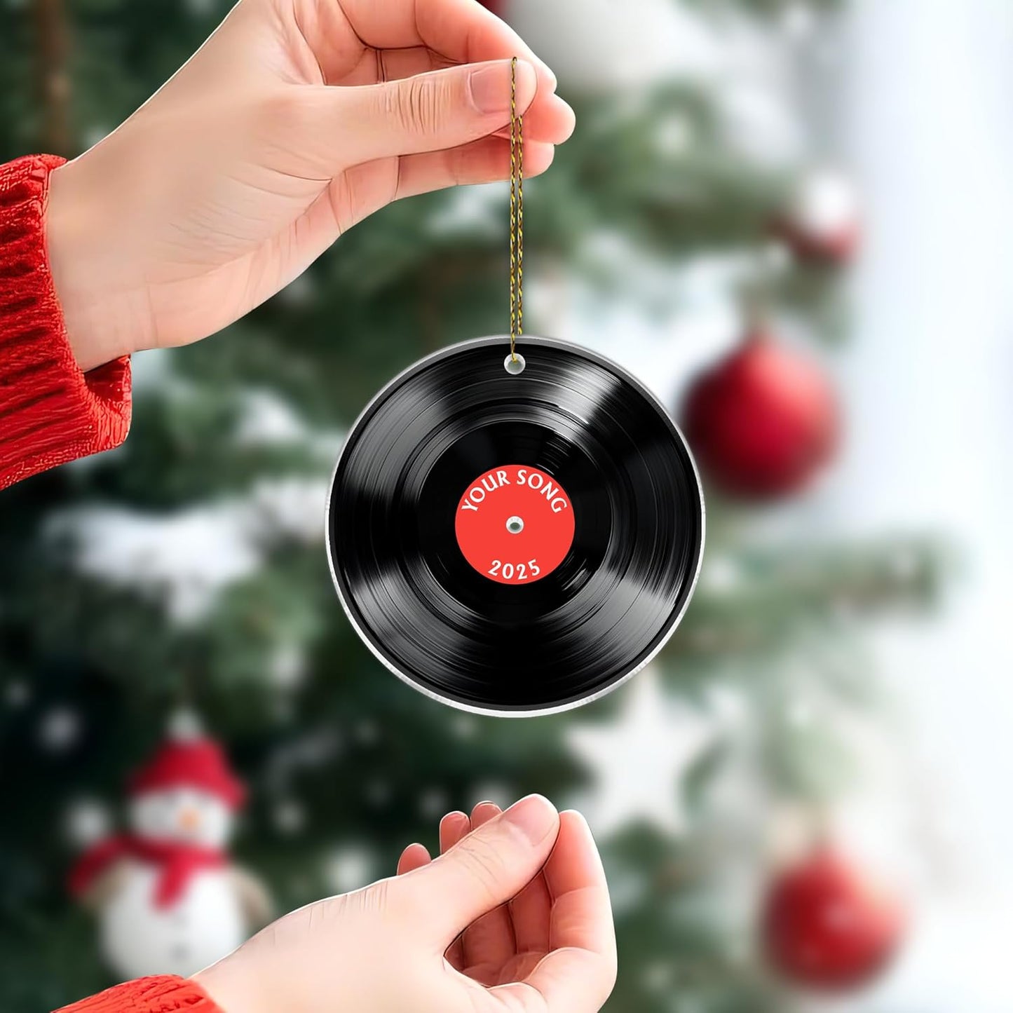 Vinyl Record Cut Acrylic Ornament – Personalized Music Christmas Gift for DJ, Musician, or Retro Lover