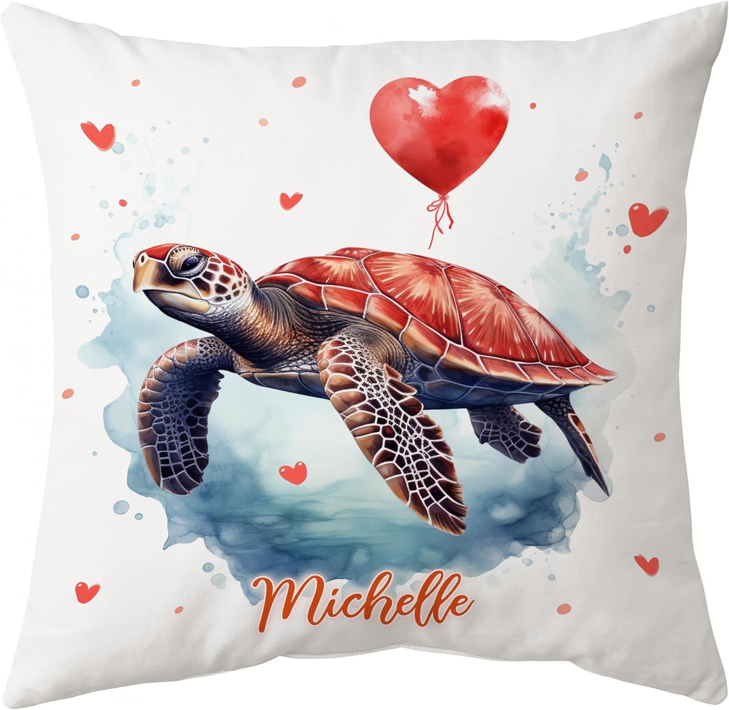 Sea Turtle Valentine Pattern - Personalized Pillow (Insert Included)