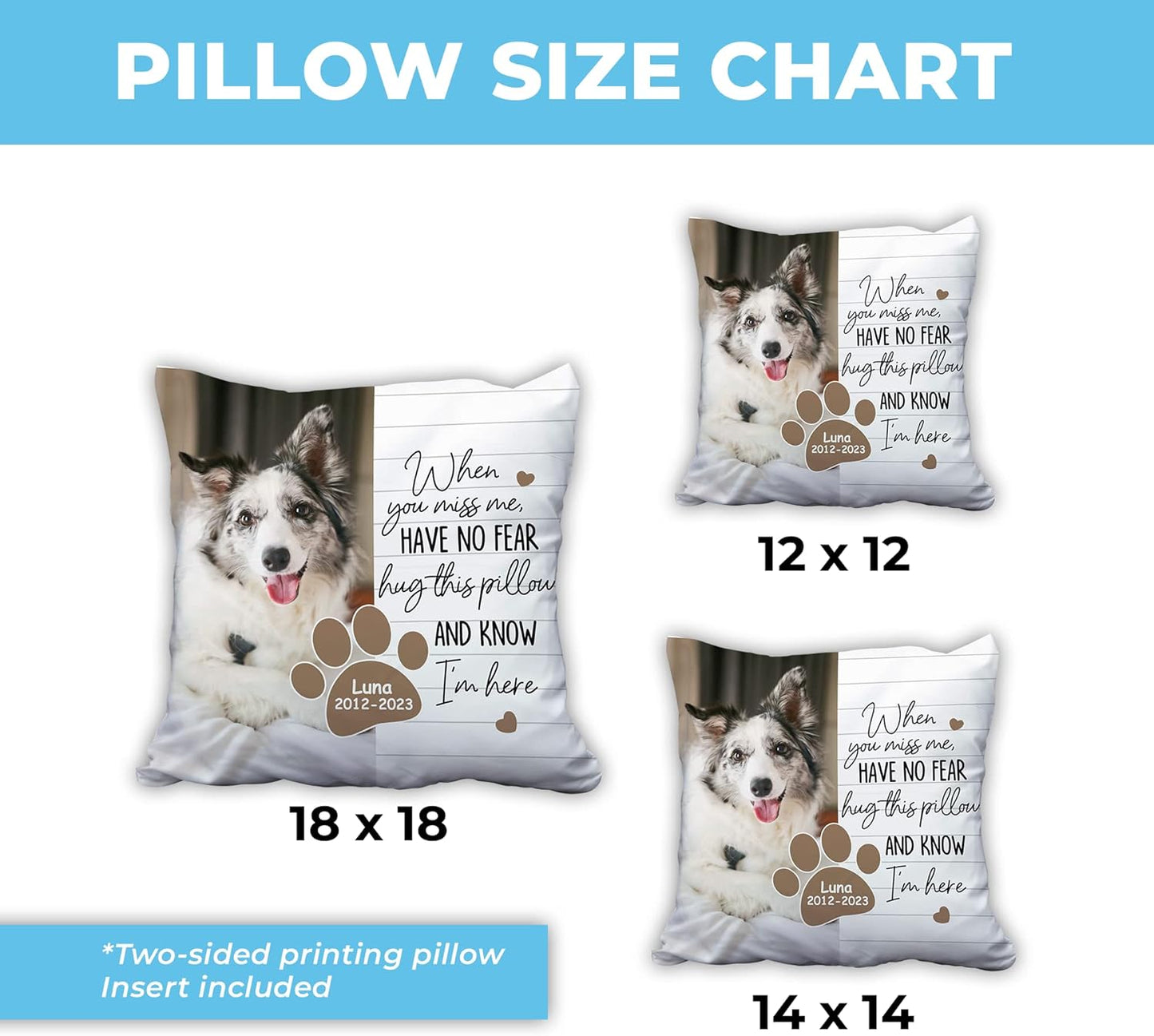 Personalized “Hug This Pillow” Pet Memorial Pillow with Insert – Custom Dog or Cat Loss Remembrance Pillow