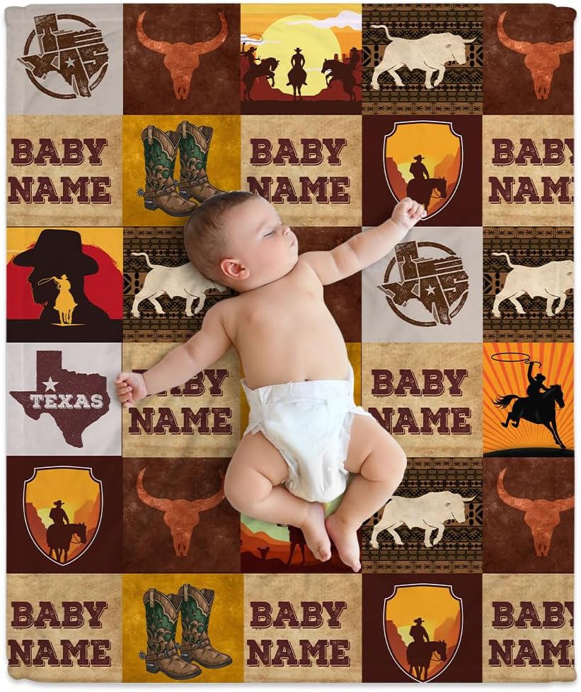 Wild West Cowboy Baby Blanket - Personalized Blanket