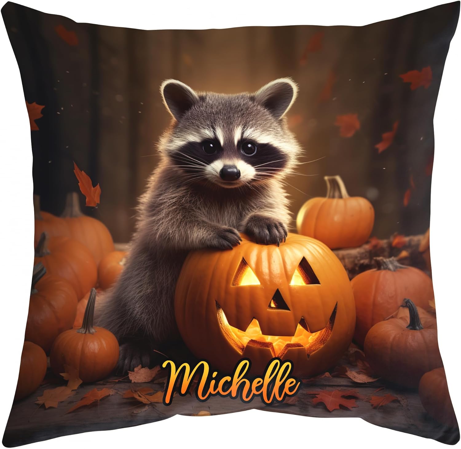 Raccon Halloween Pattern - Personalized Pillow (Insert Included)