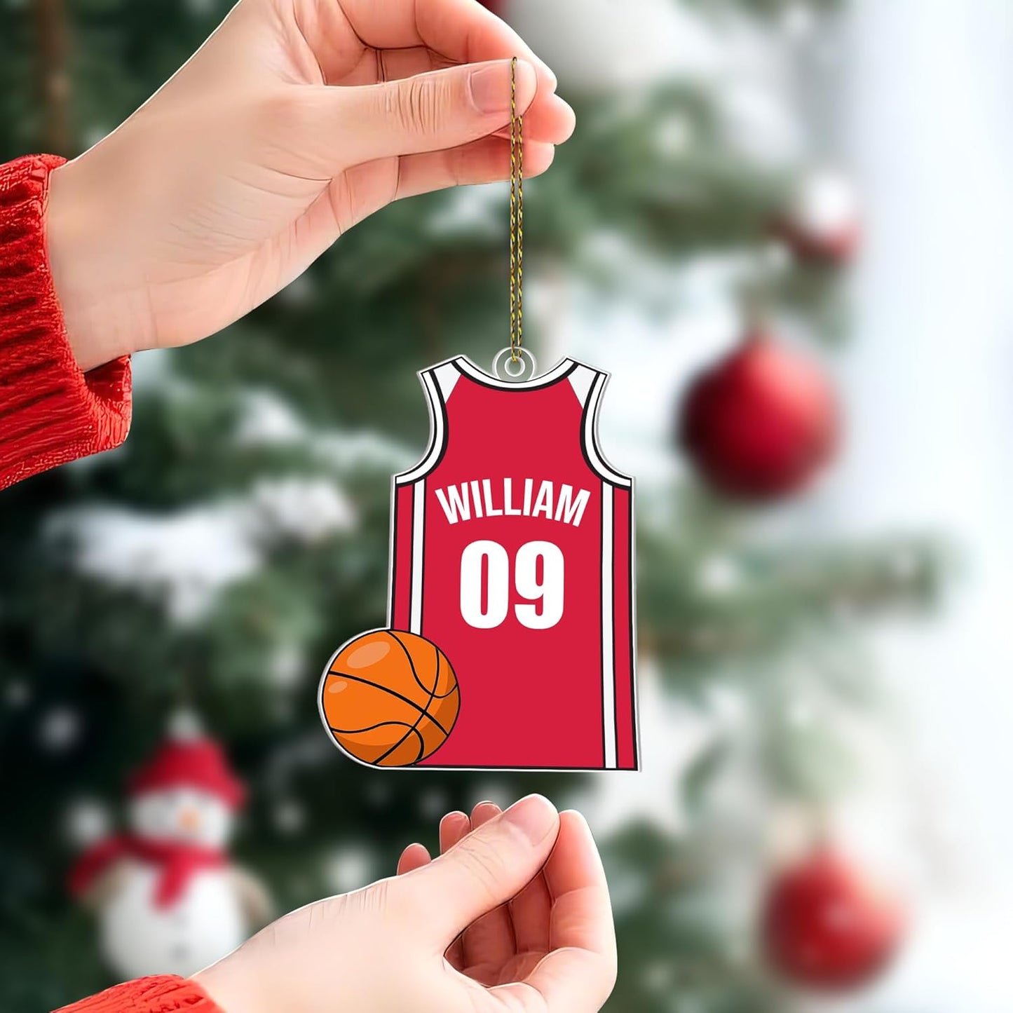 Basketball Jersey Personalized Acrylic Ornament – Custom Name Sports Keepsake – Fun Christmas Gift for Players, Kids, and Basketball Fans