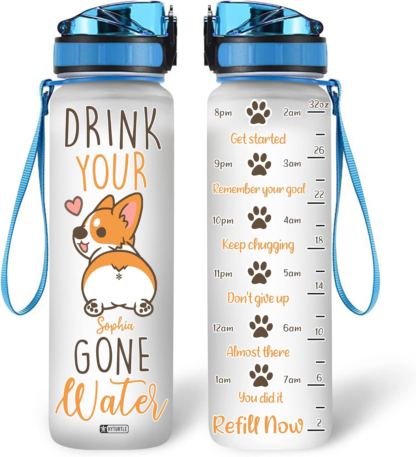 Drink Your Gone Water - Personalized Water Tracker Bottle 32oz