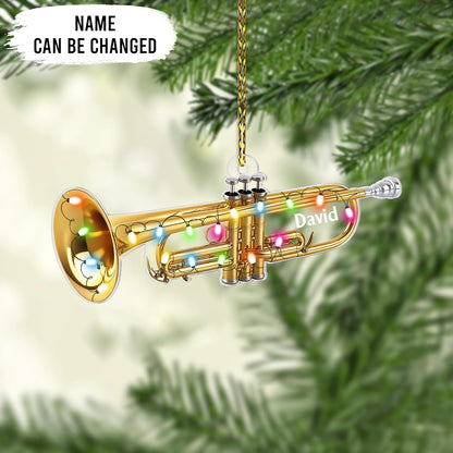 Trumpet Cut Acrylic Ornament – Personalized Musician Christmas Gift for Jazz Player, Band Member, or Music Lover