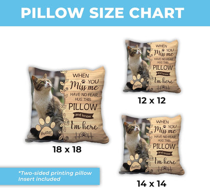 Custom “When You Miss Me” Pet Memorial Pillow with Insert – Personalized Cat or Dog Photo Sympathy Remembrance Pillow