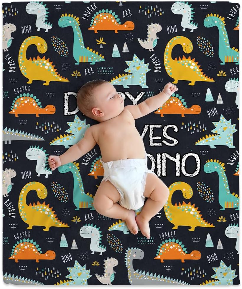 Daisy Love Dinosaur - Personalized Baby Blanket