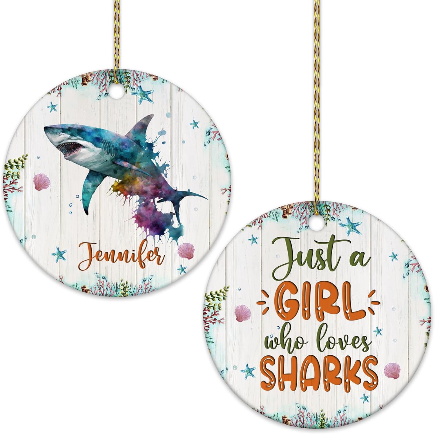 Shark Ceramic Ornament  Personalized Ocean Lover Holiday Tree Decoration  Unique Christmas Gift Keepsake for Women Girls