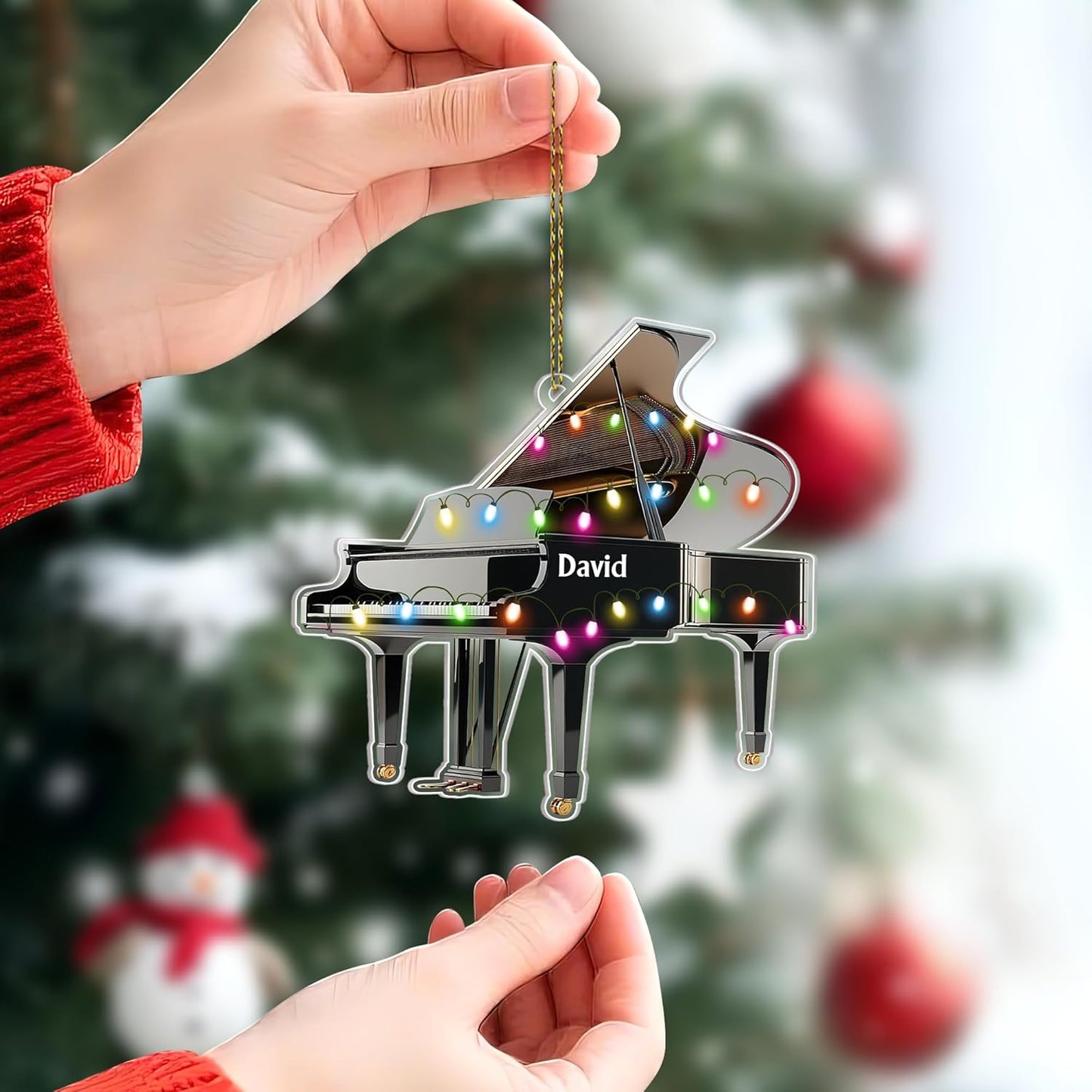 Grand Piano Cut Acrylic Ornament – Personalized Music Christmas Gift for Pianist, Teacher, or Music Lover
