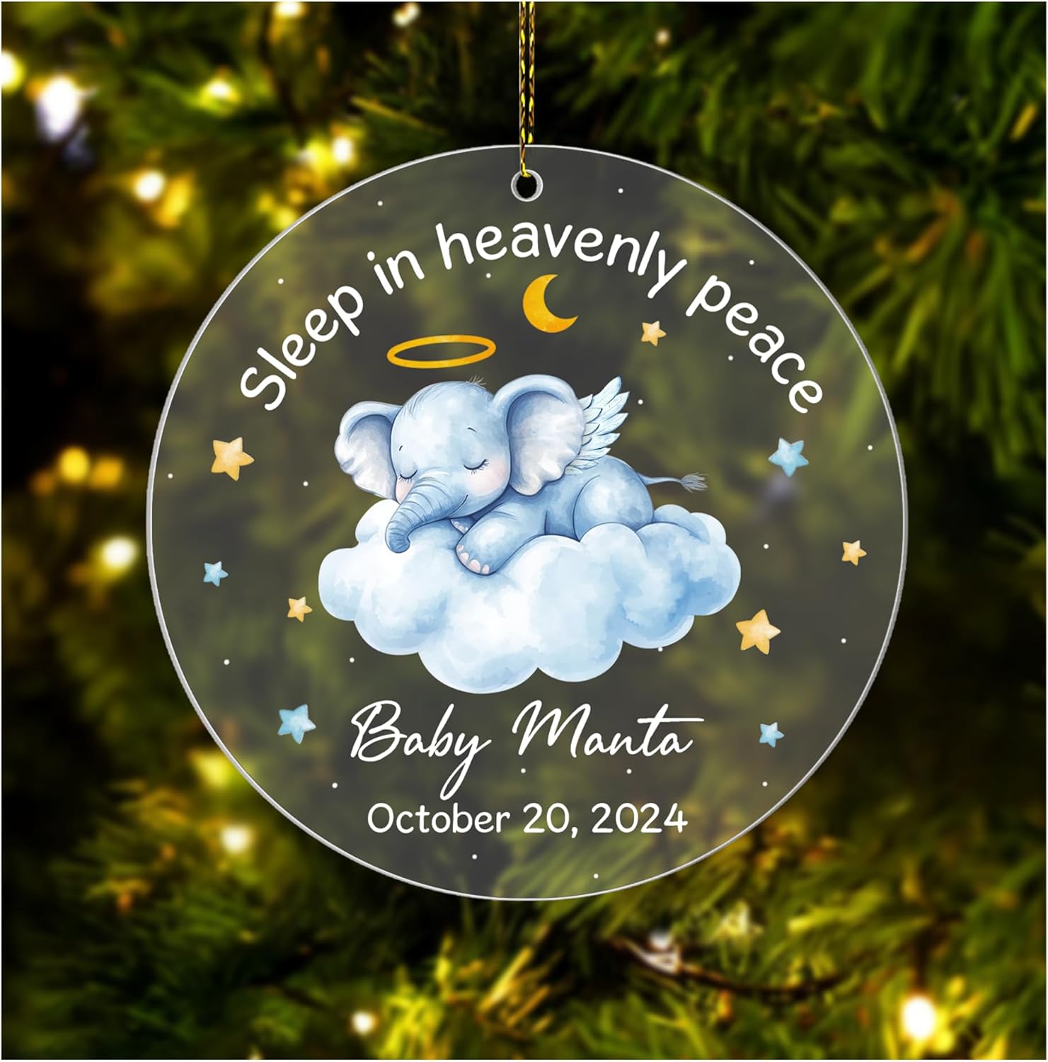 Heaven’s Baby Memorial Cut Acrylic Ornament – Personalized Sympathy Gift for Parents After Miscarriage or Infant Loss – Memorial Tree Keepsake