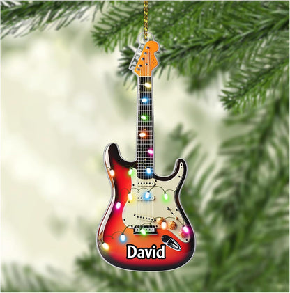 Electric Guitar Cut Acrylic Ornament – Personalized Christmas Gift for Guitarist, Musician, or Rock Lover