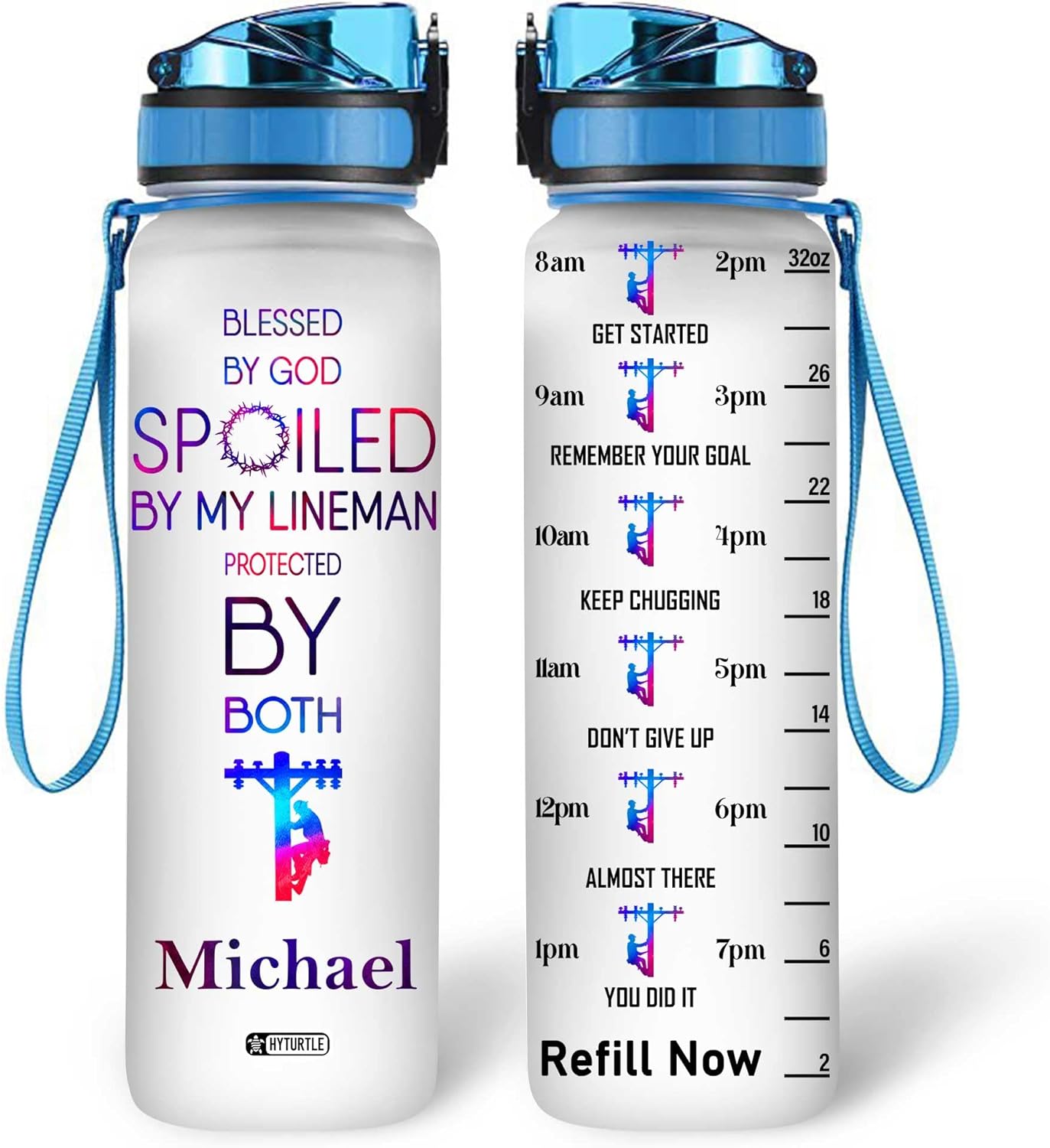 Blessed By God Spoiled - Personalized Water Tracker Bottle 32oz