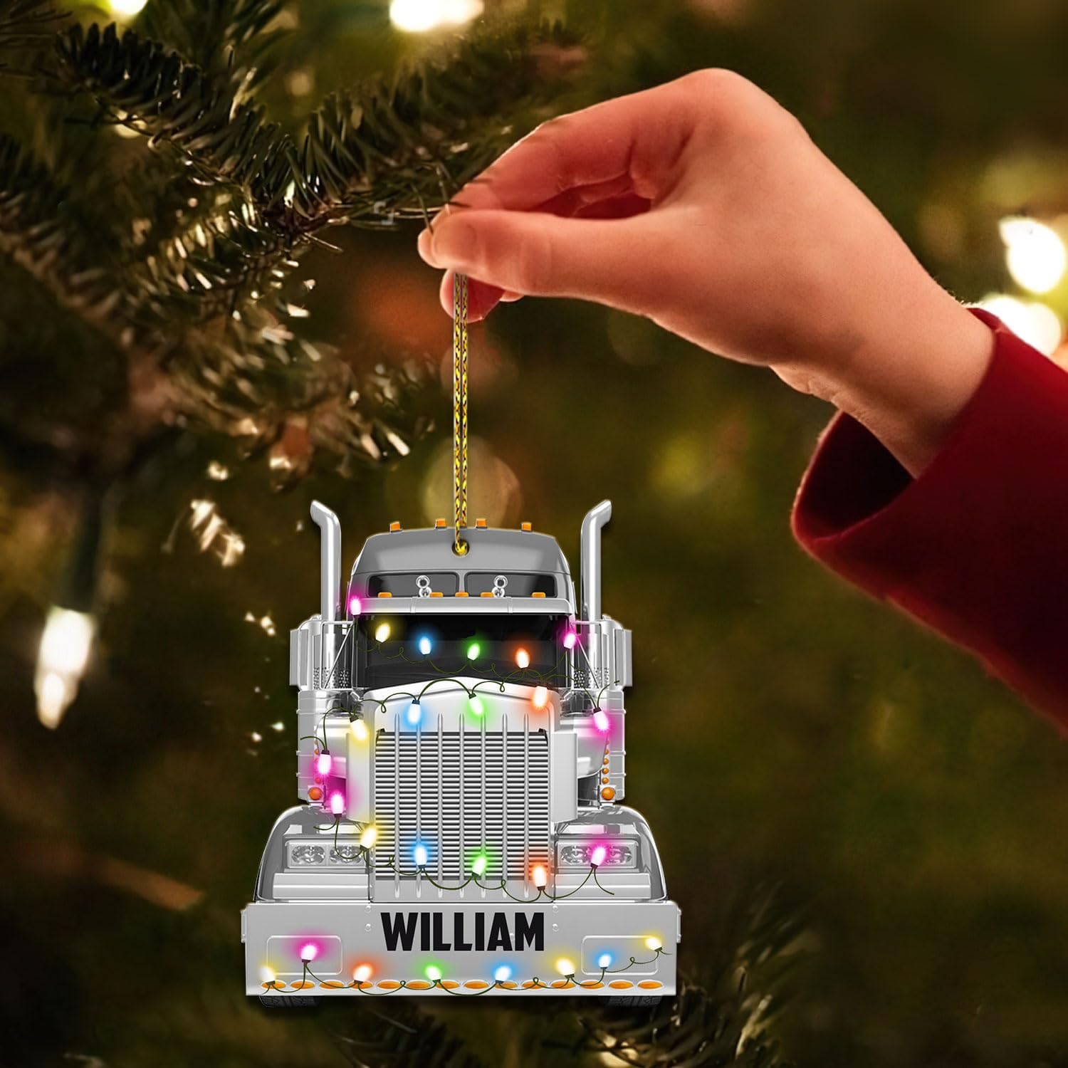 Grey Truck, Truck Driver - Personalized Acrylic Ornament