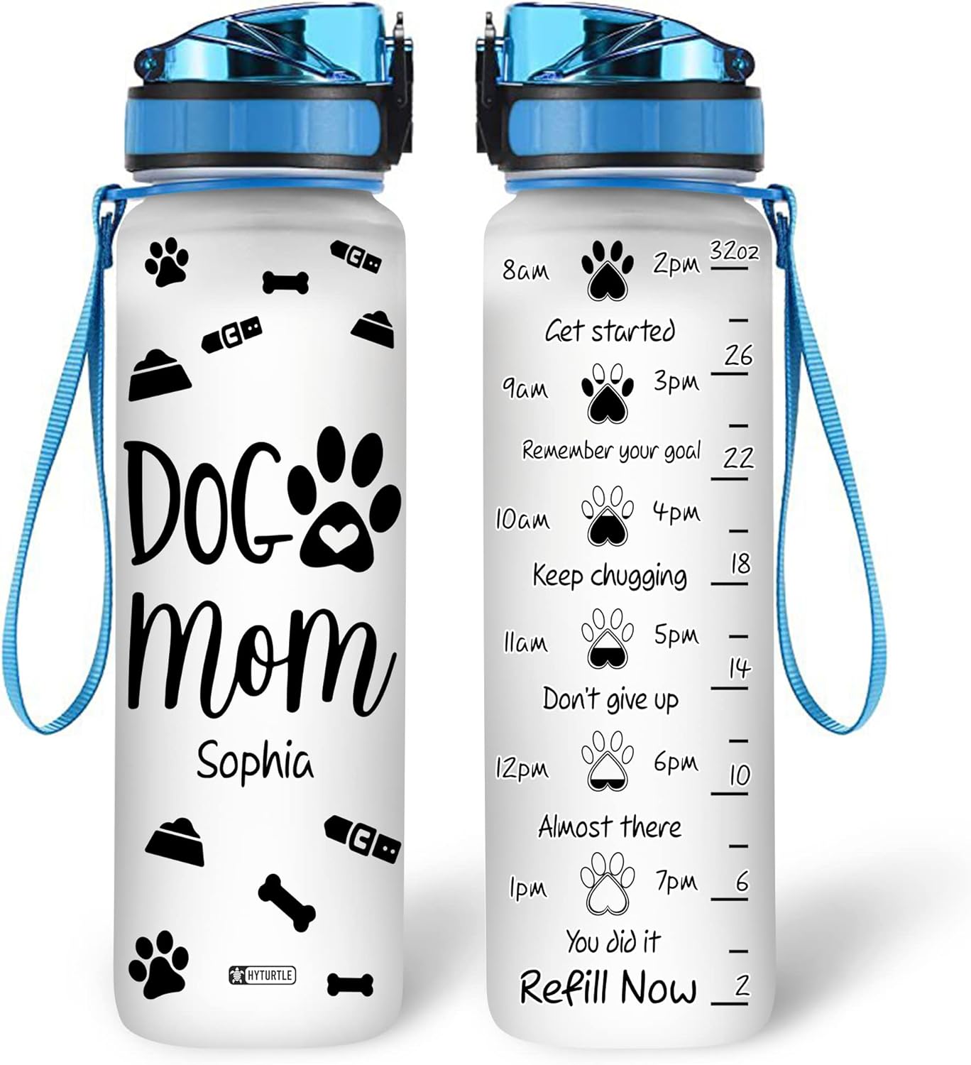 Dog Mom Bottle - Personalized Water Tracker Bottle 32oz