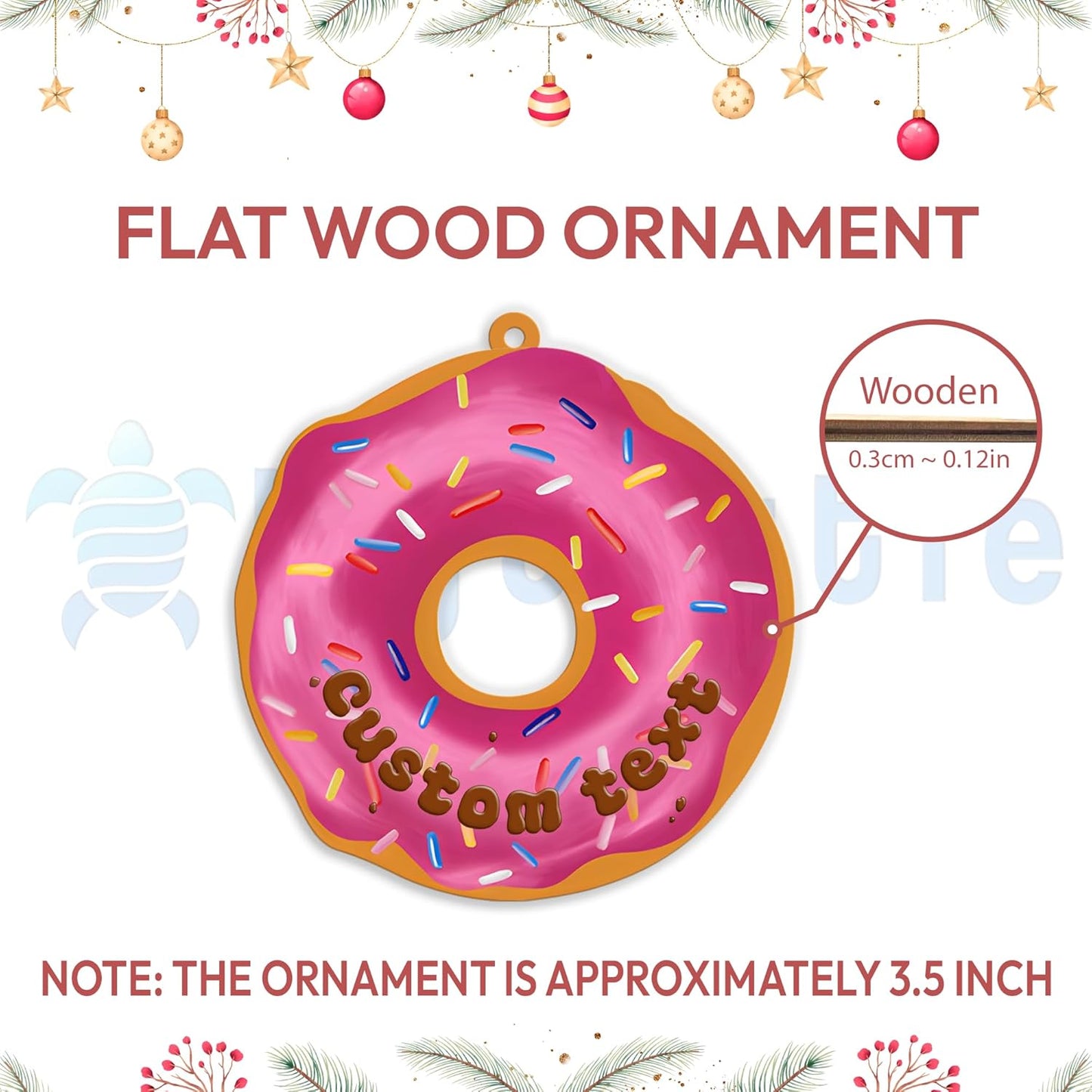 Personalized Donut Wood Ornament – Cute Christmas Gift for Donut Lover, Foodie, or Sweet Tooth Friend