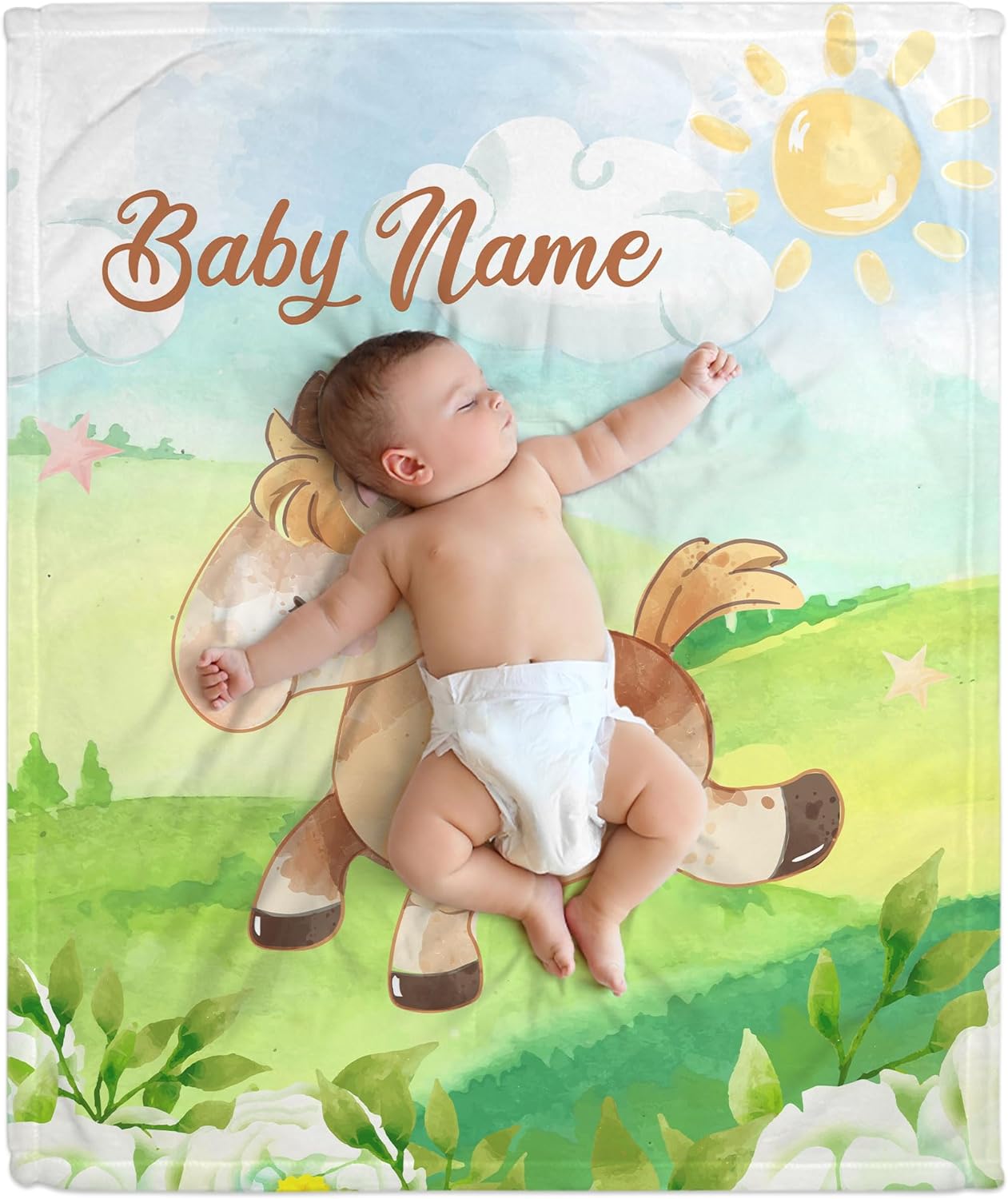 Horse Pattern Baby Blanket - Personalized Blanket