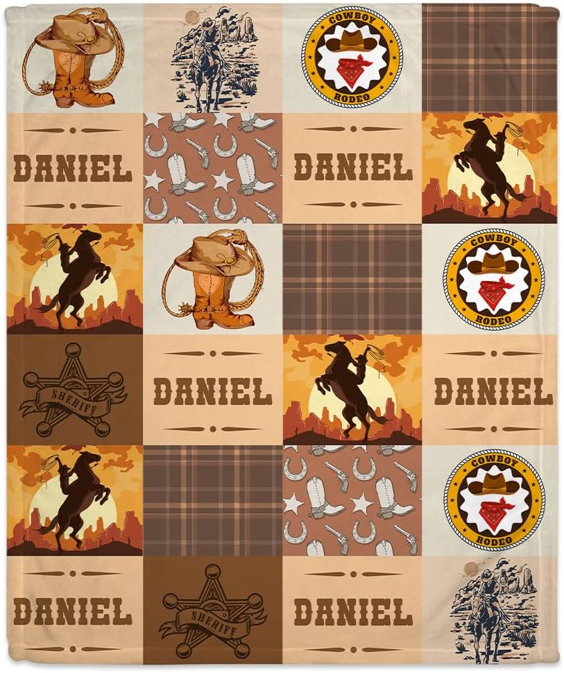 Wild West Cowboy Baby Blanket - Personalized Blanket