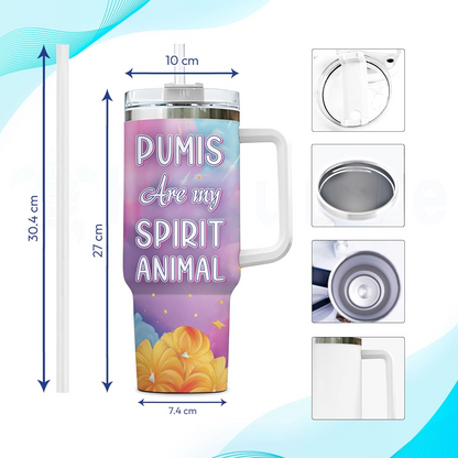 Pumi Dog Spirit Animal Tumbler 40oz – Personalized Stainless Steel Insulated Cup with Handle & Straw – Creative Gift for Dog Lovers