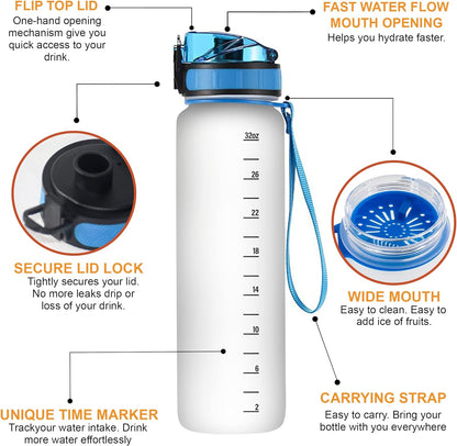 Just a Girl Who Loves Foxes Water Bottle Tracker 32oz – Personalized Motivational Bottle with Time Marker – Cute Gift for Animal Lovers