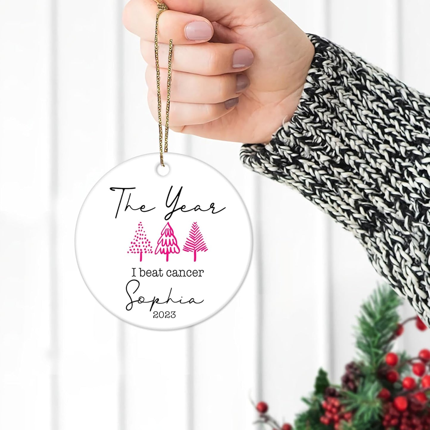 The Year I Beat Cancer, Warrior - Personalized Acrylic Ornament