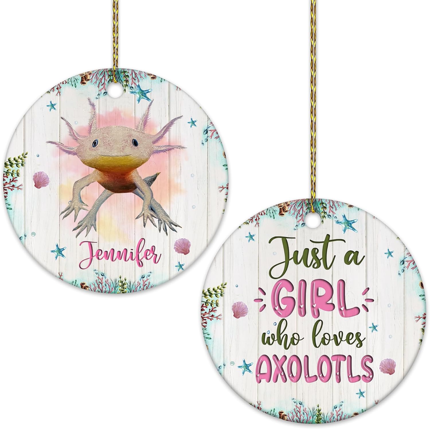 Just a Girl Who Loves Axolotls Ceramic Ornament  Personalized Double-Sided Glossy Christmas Decoration  Gift Keepsake for Axolotl Lovers