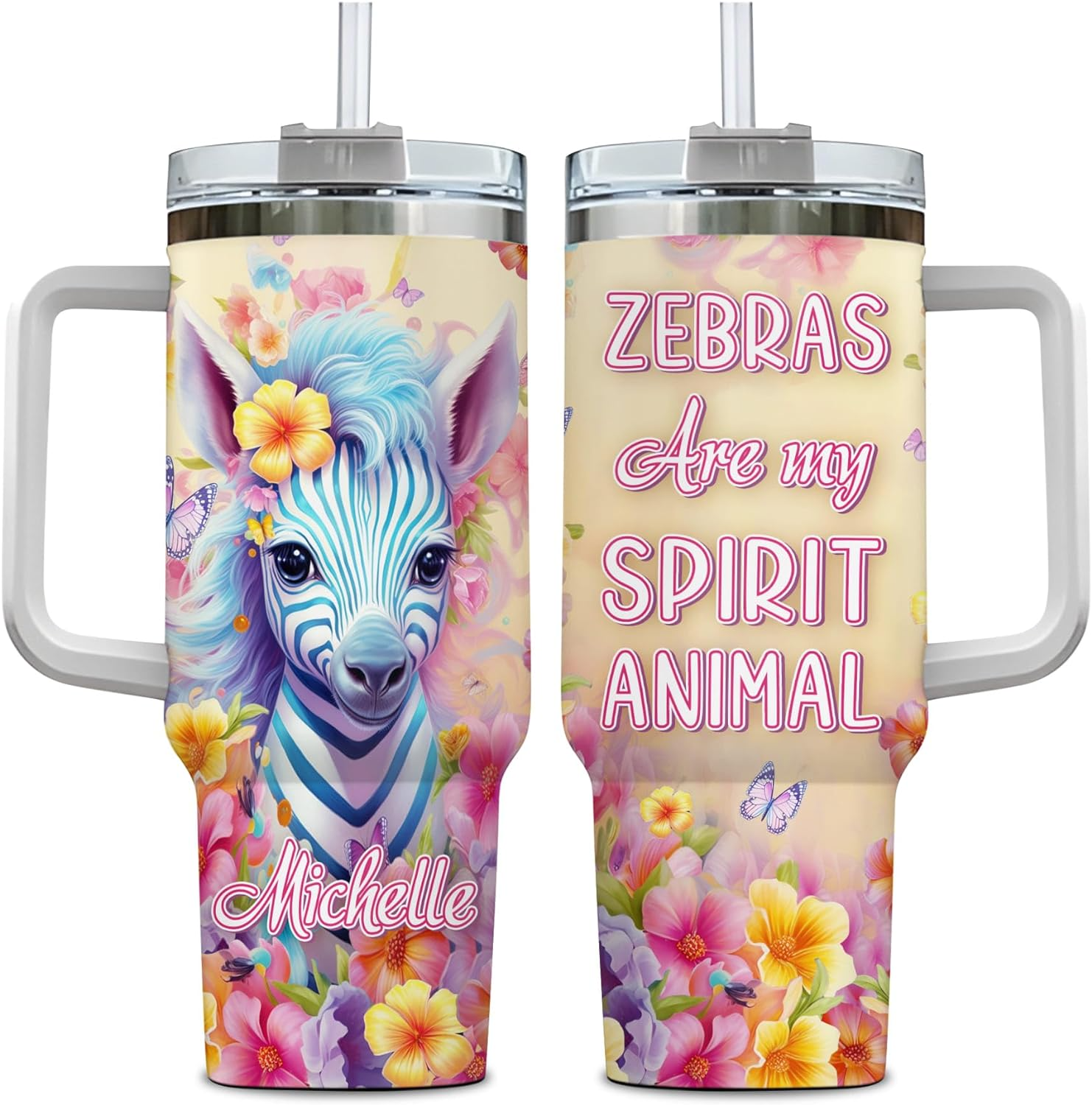 Zebra Are My Spirit Animal  - Personalized Tumbler 40oz with Straw