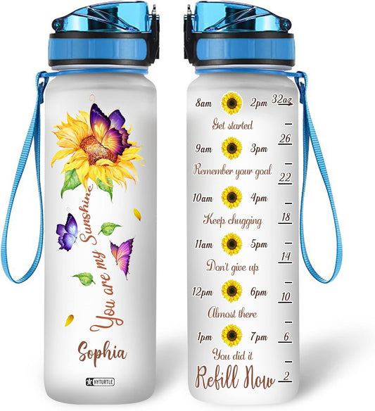 You Are My Sunshine - Personalized Water Tracker Bottle 32oz
