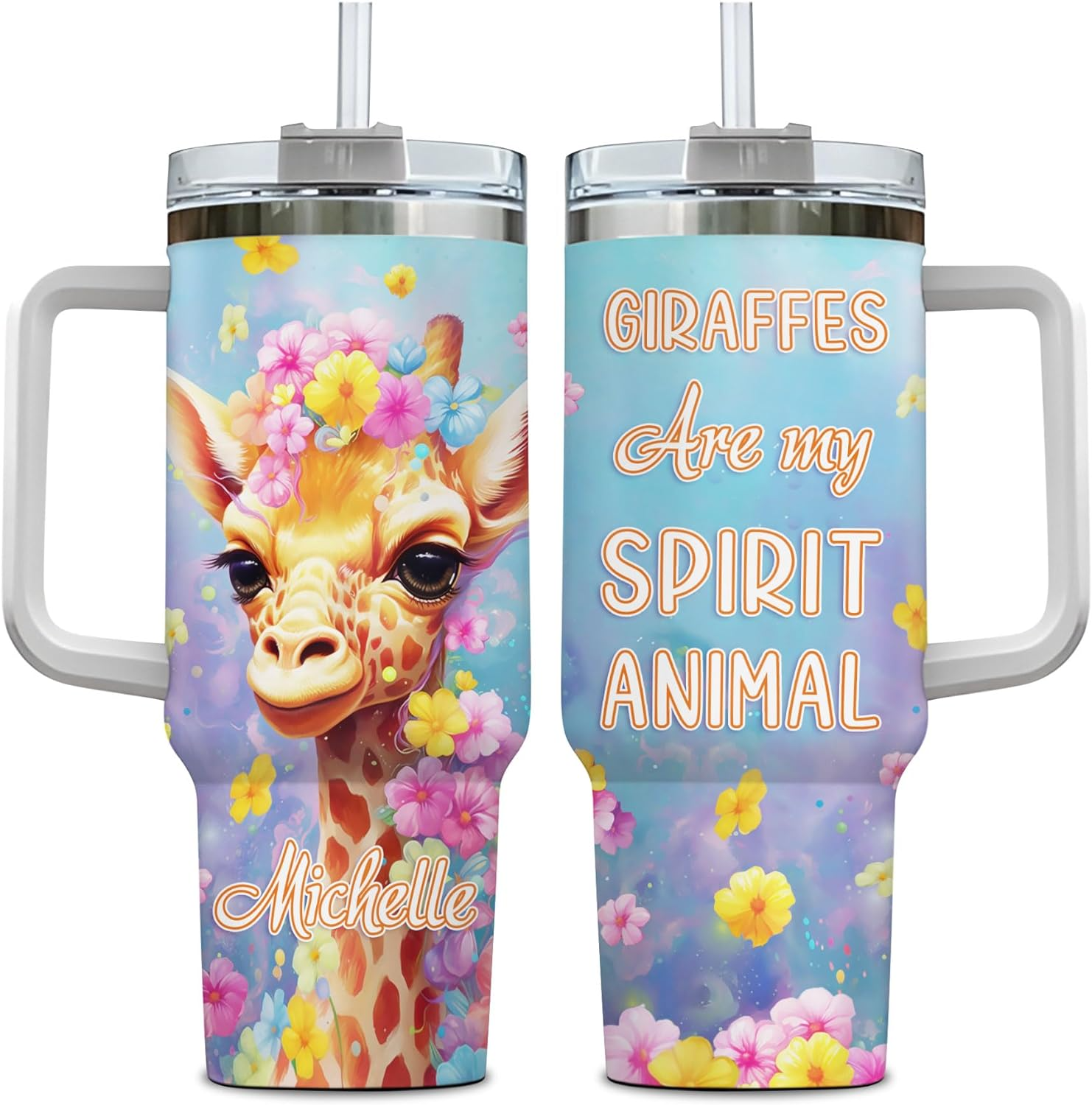 Giraffe Are My Spirit Animal - Personalized Tumbler 40oz with Straw