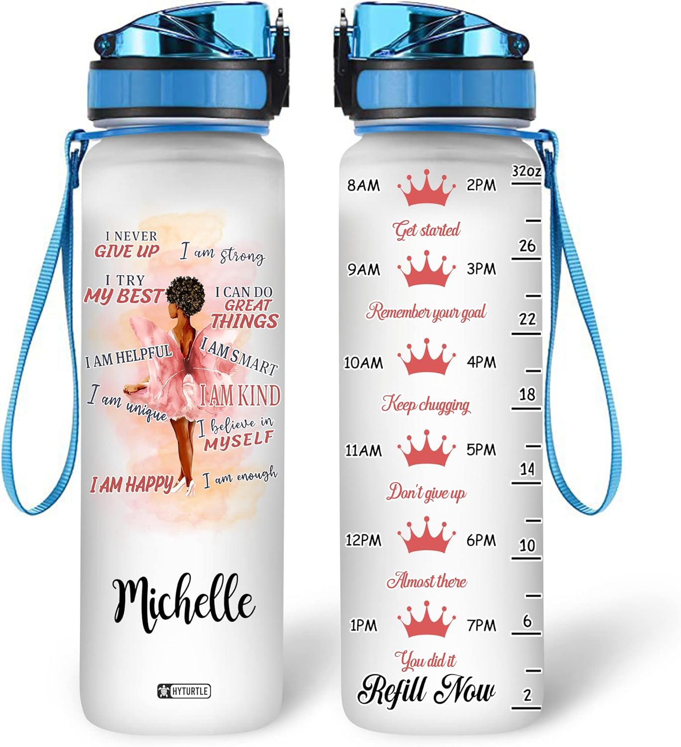 I Never Give Up - Personalized Water Tracker Bottle 32oz