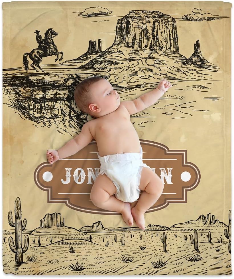 Wild West Cowboy Baby Blanket - Personalized Blanket