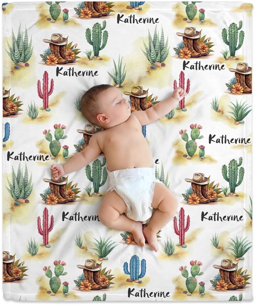 Catus Wild West Baby Blanket - Personalized Blanket