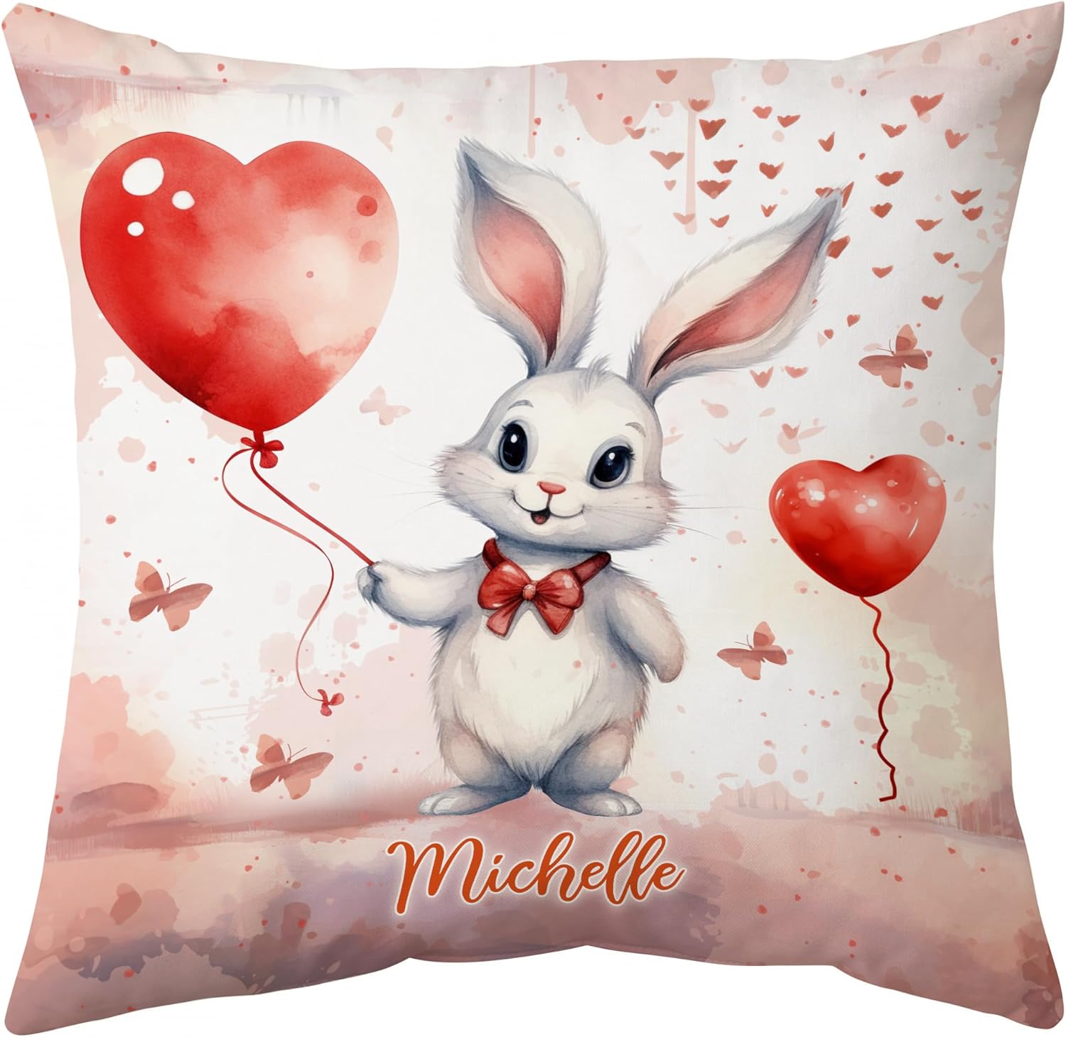 Rabbit Valentine Pattern - Personalized Pillow (Insert Included)