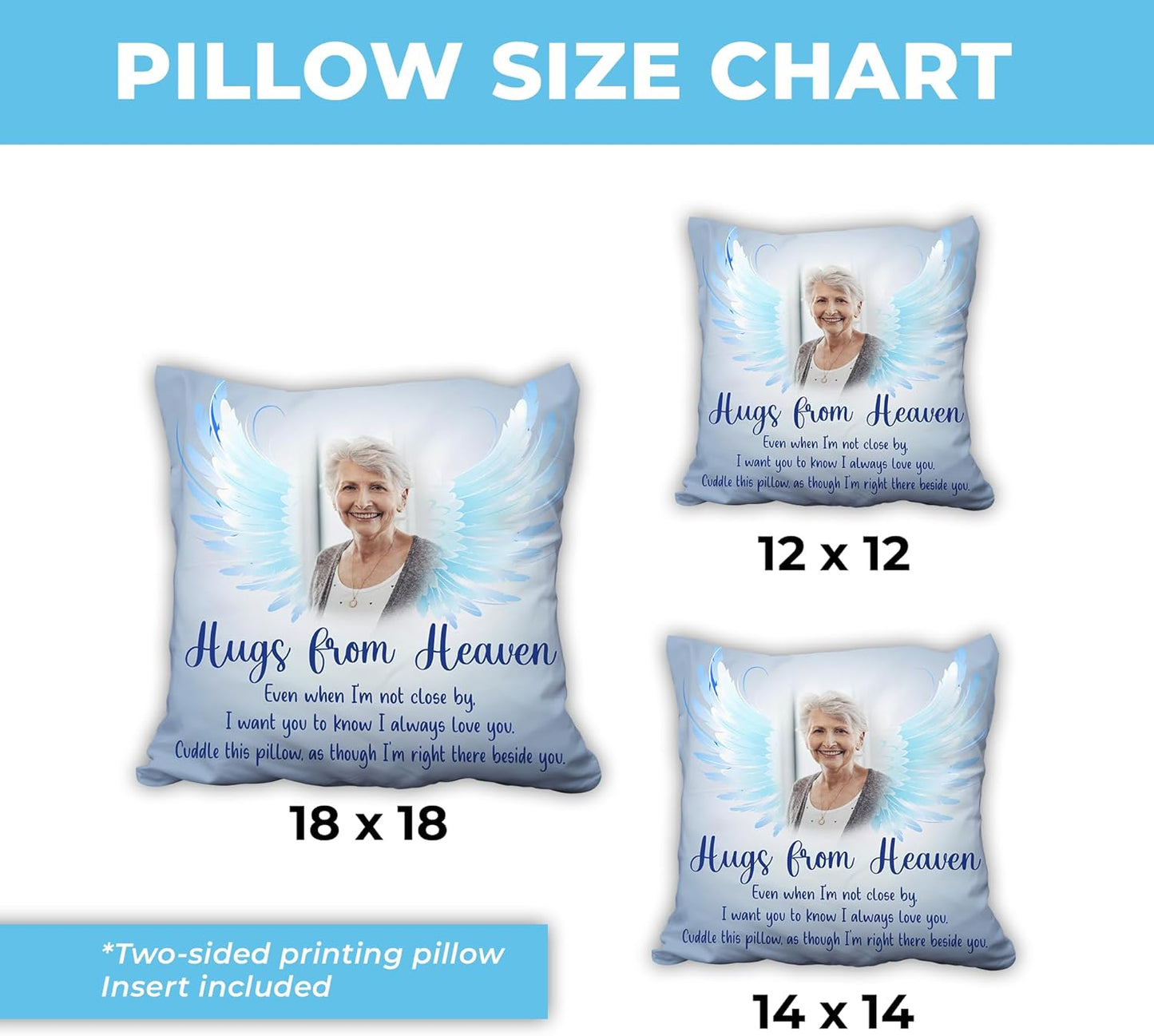 Personalized Memorial Sympathy Pillow with Insert – Custom Photo Remembrance Cushion – Bereavement Gift for Loved One’s Loss