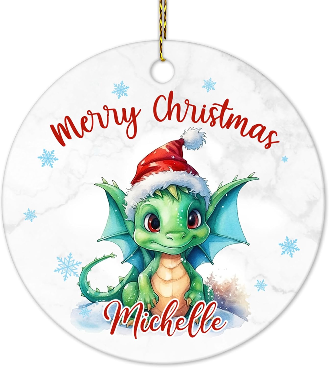 Dragon Ceramic Ornament  Personalized Fantasy Holiday Decoration  Unique Christmas Gift Keepsake for Mythical Creature Fans