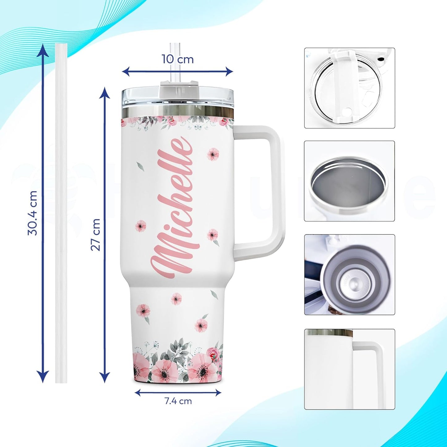Funny Chicken Attitude Tumbler 40oz with Handle & Straw – Personalized Stainless Steel Insulated Travel Cup with Lid – Unique Gift for Farm Animal Lovers