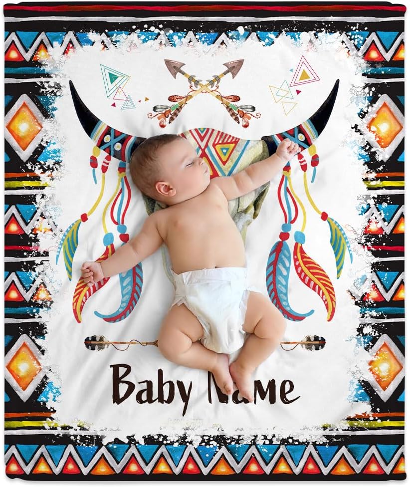 Cow Skull Wild West Baby Blanket - Personalized Blanket