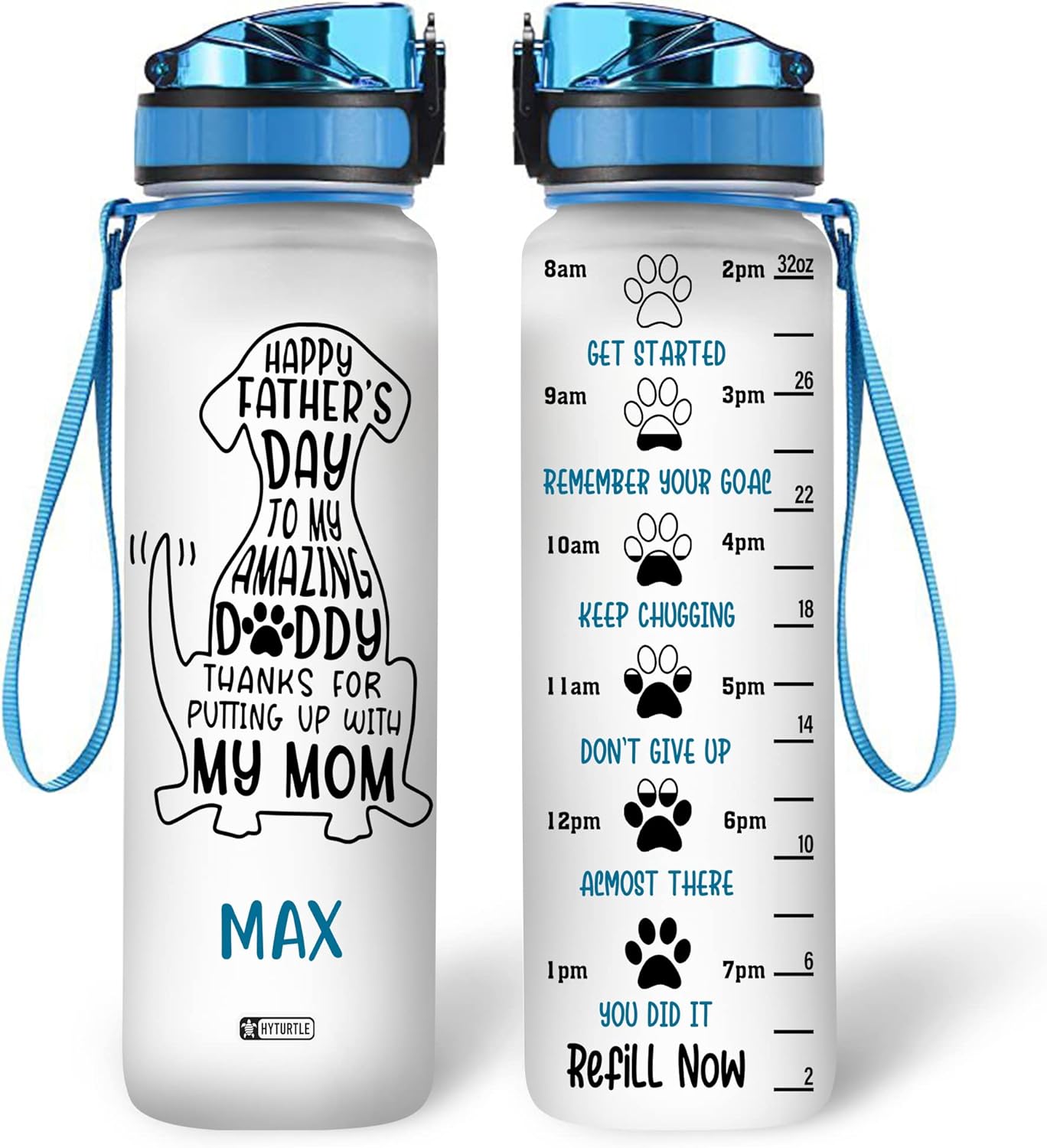 Thanks For Putting Up With My Mom - Personalized Water Tracker Bottle 32oz