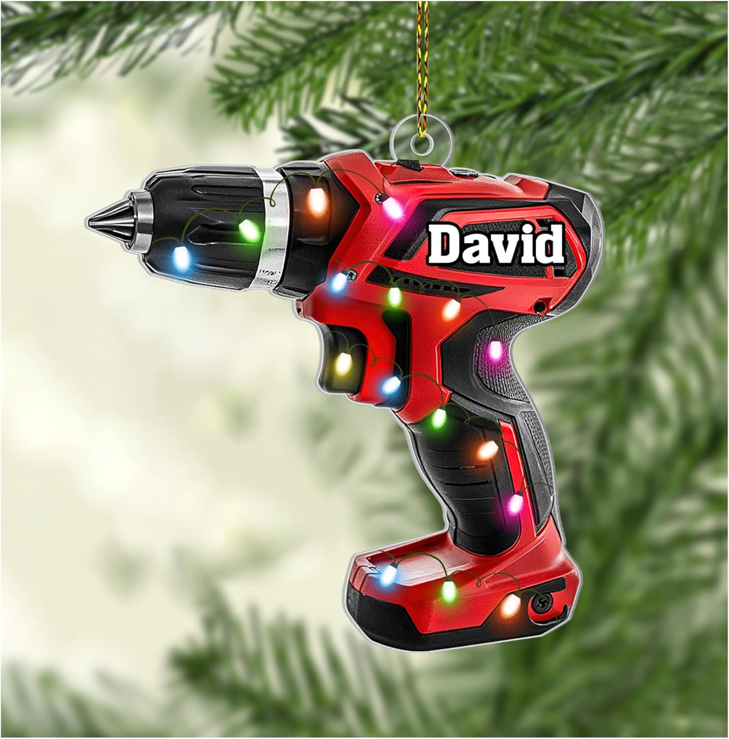 Hand Tool Power Cut Acrylic Ornament – Personalized Christmas Gift for Mechanic, Dad, or Worker – Unique Garage Decor Keepsake