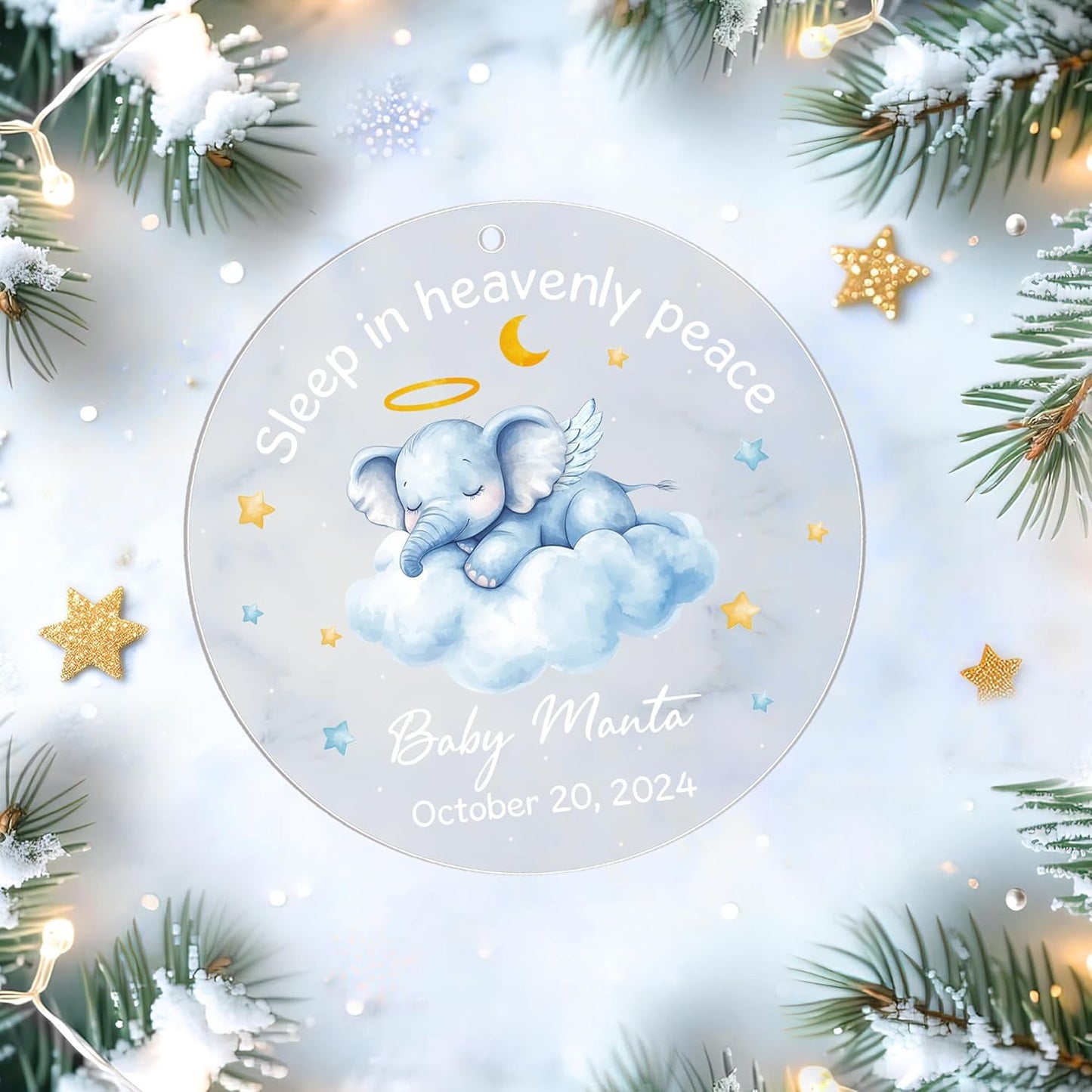 Heaven’s Baby Memorial Cut Acrylic Ornament – Personalized Sympathy Gift for Parents After Miscarriage or Infant Loss – Memorial Tree Keepsake