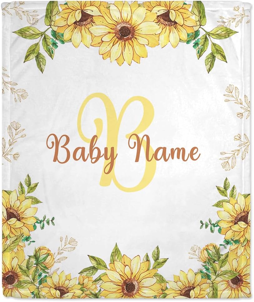 Sunflower Baby Blanket - Personalized Blanket