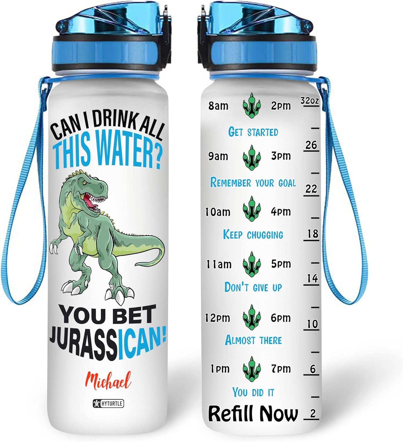 Can I Drink All This Water - Personalized Water Tracker Bottle 32oz