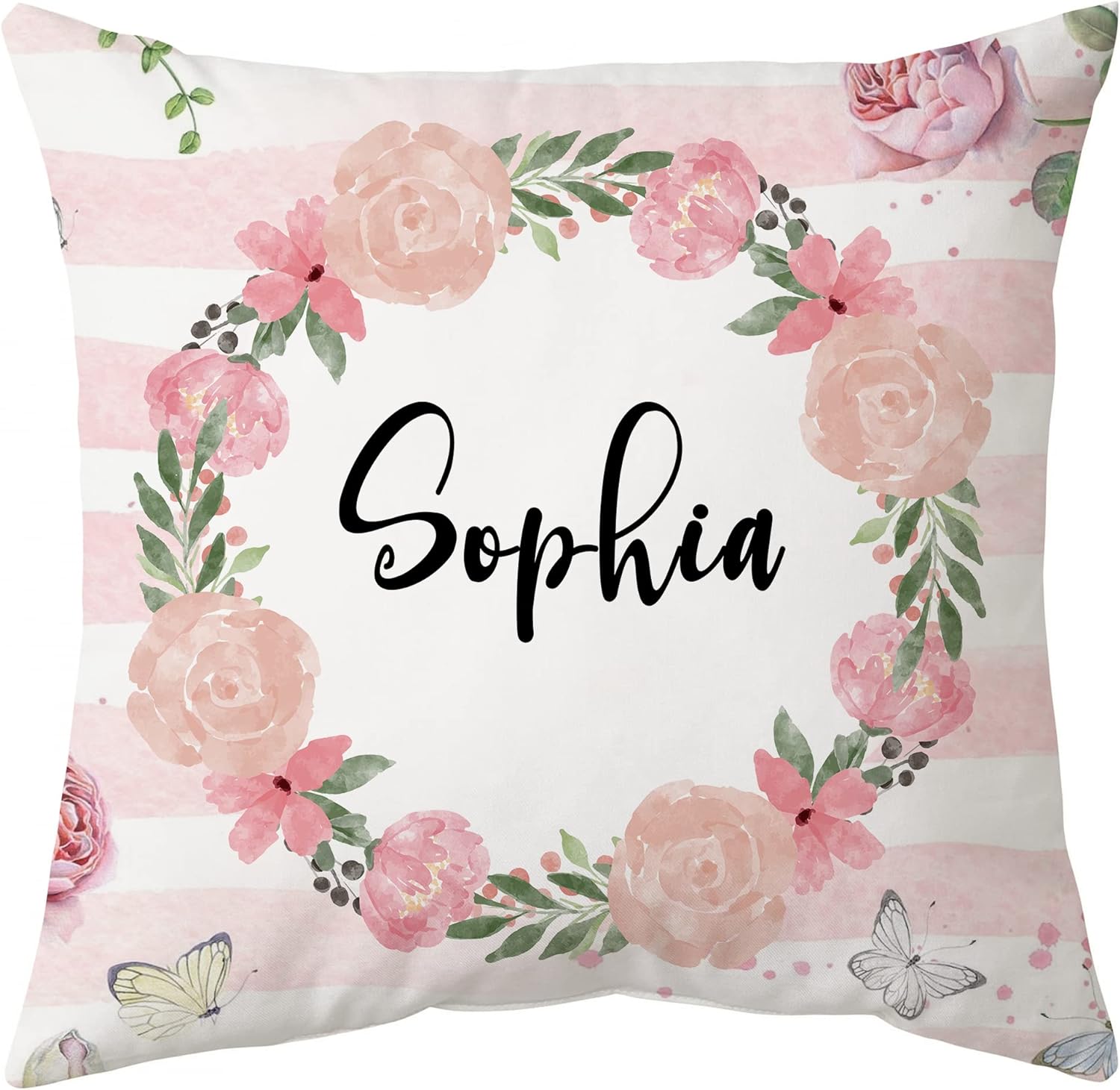 Pink Floral Pattern - Personalized Pillow (Insert Included)