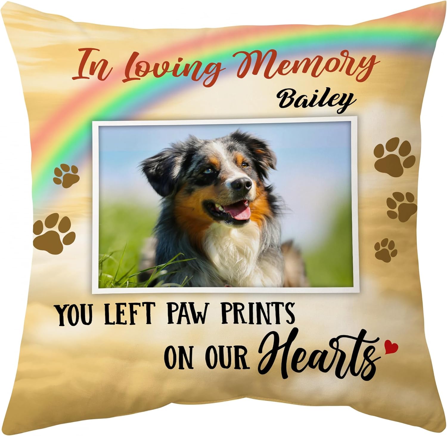 You Left Paw Print On Our Heart - Personalized Photo Pillow